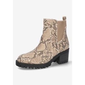 Bella Vita Womens Size 10 M Connery Boots Natural Snake Stretch Fabric Side Zip